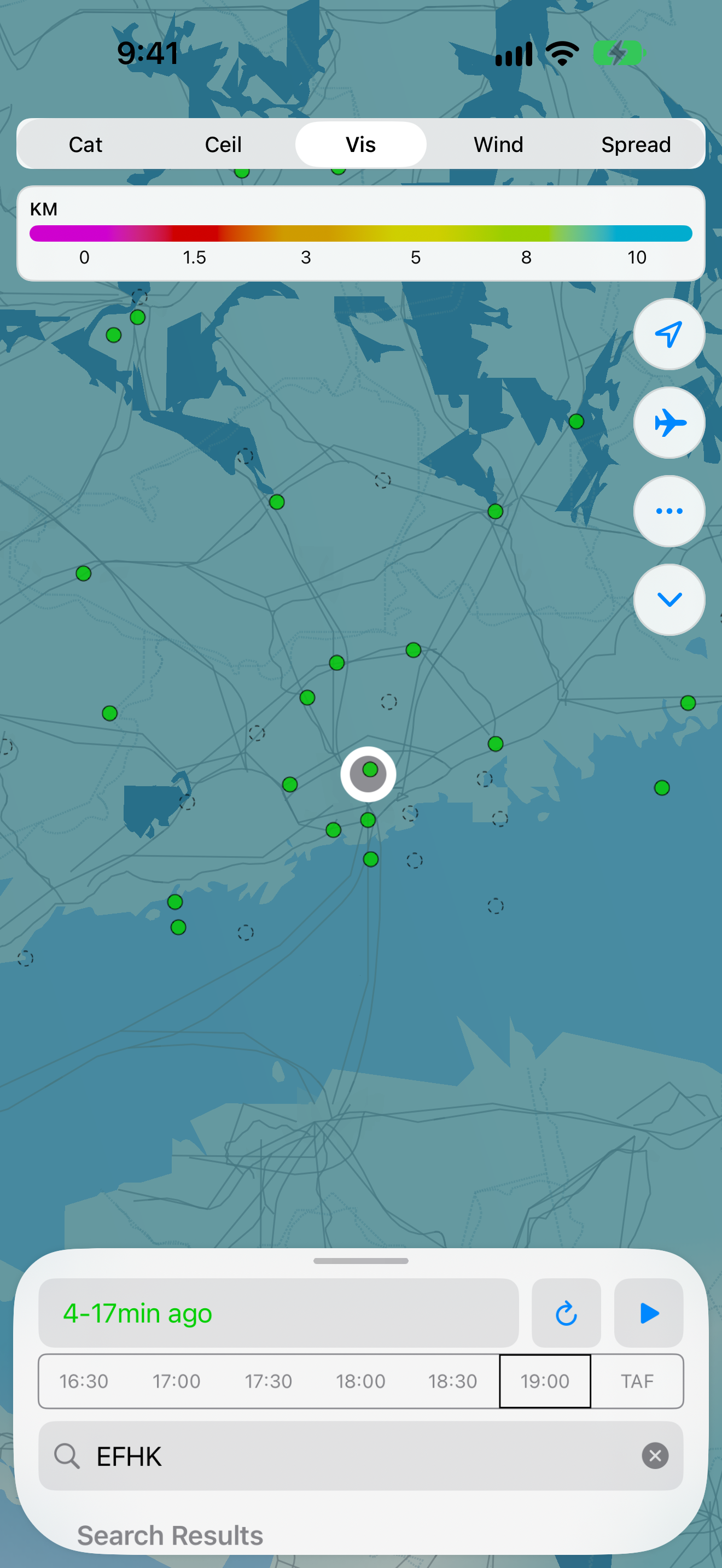 CAV-OK regional visibility overlay on iPhone